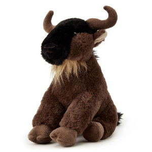 Wildebeest plush sat against a white background