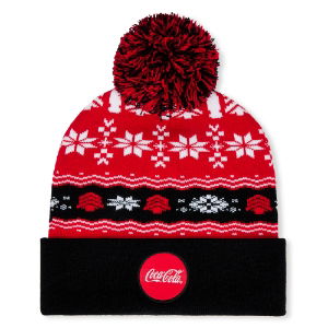 Coca-Cola Officially Licensed Xmas Bobble Hat - Black/Red 