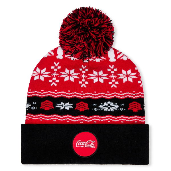 Coca-Cola Officially Licensed Xmas Bobble Hat - Black/Red 