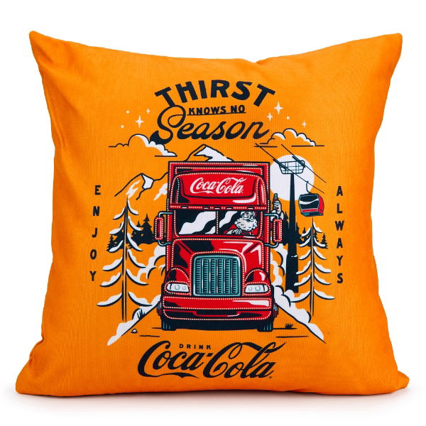 Coca-Cola Officially Licensed Xmas Cushion Cover - Mustard