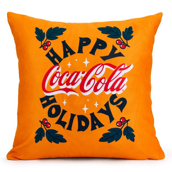 Coca-Cola Officially Licensed Xmas Cushion Cover - Mustard