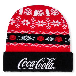 Coca-Cola Officially Licensed Xmas Beanie Hat - Black/Red 