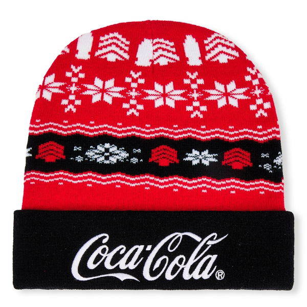 Coca-Cola Officially Licensed Xmas Beanie Hat - Black/Red 