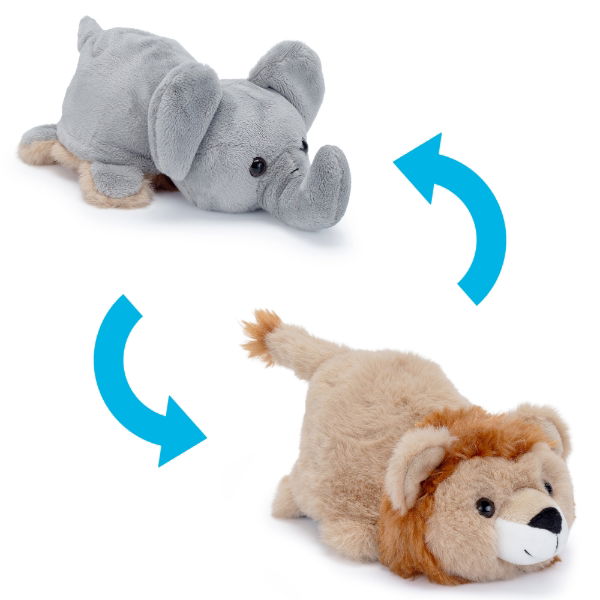 Reversible Plush Toy - Elephant/Lion 15cm