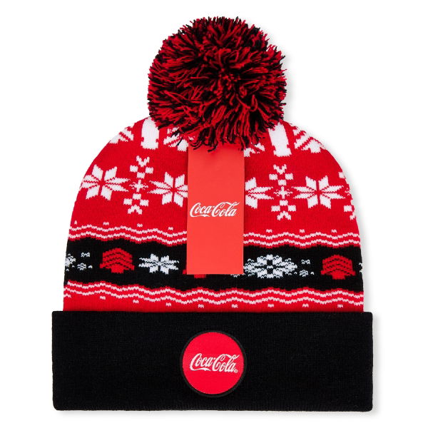 Coca-Cola Officially Licensed Xmas Bobble Hat - Black/Red 