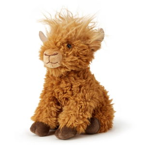 Highland Cow Plush sat against a white background