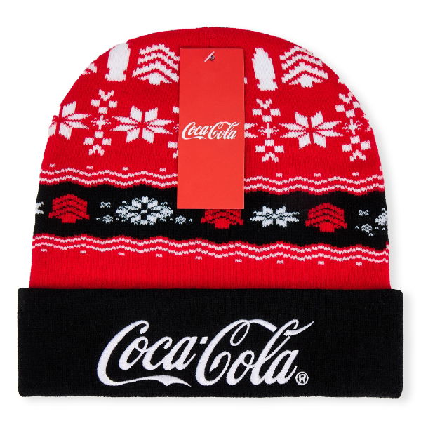 Coca-Cola Officially Licensed Xmas Beanie Hat - Black/Red 